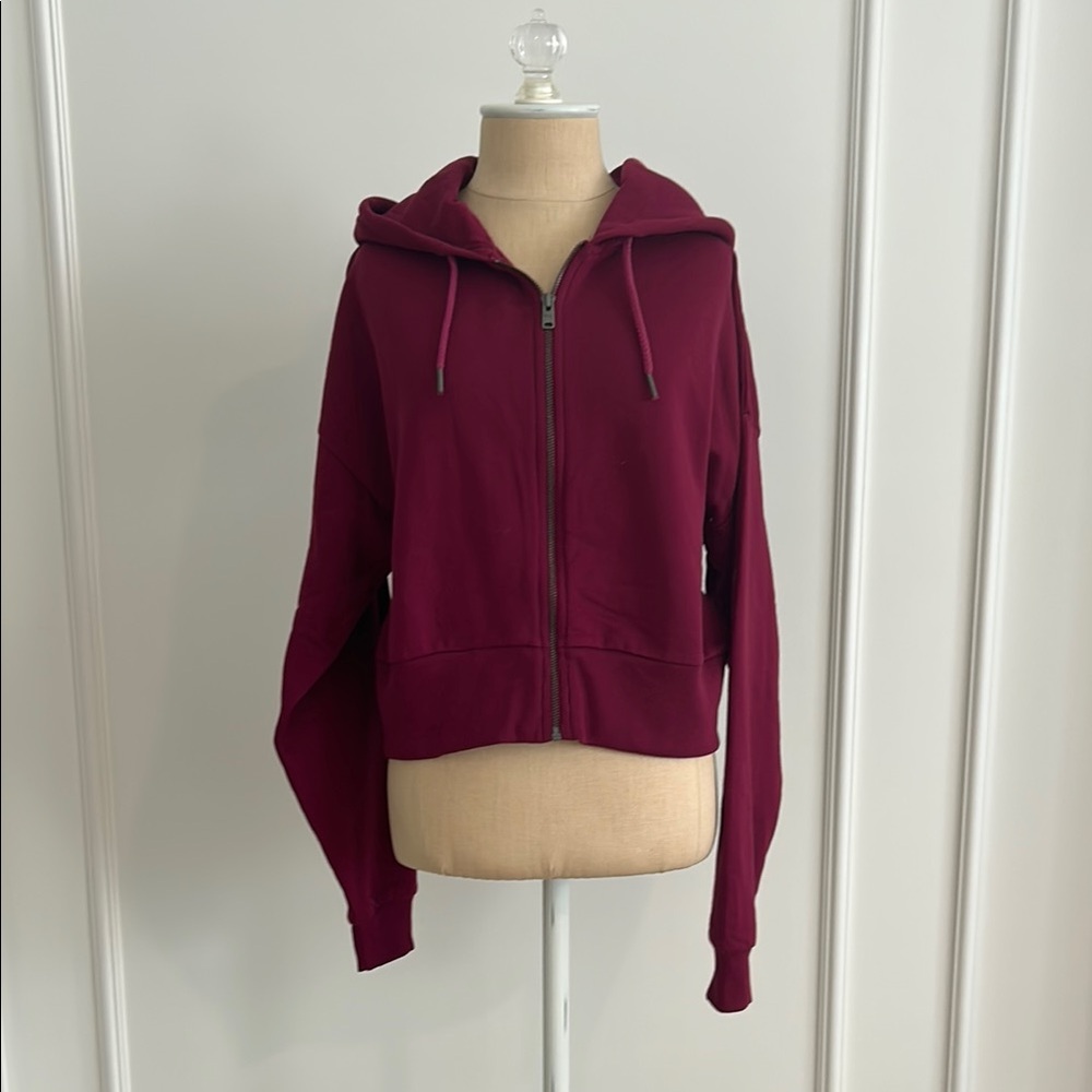 Roxy Juniors Burgundy Zip-Up Hoodie, XS, EUC, boxy fit